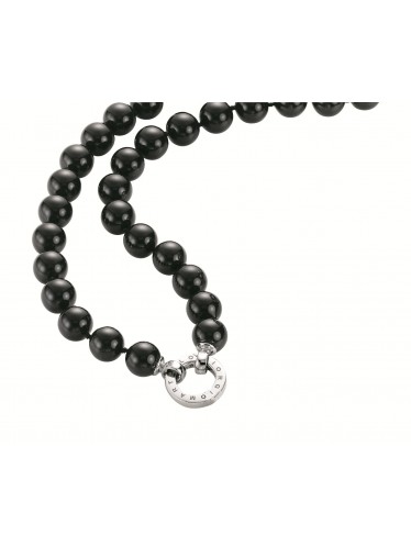 Giorgio Martello schwarzes Muschelkern-Perlen-Collier / Perlenkette 50 cmmit Schriftzug 816889500