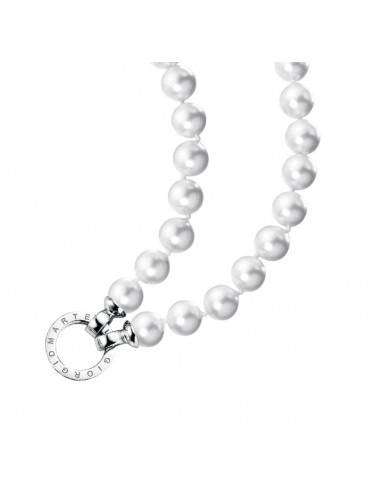 Giorgio Martello weißes Muschelkern-Perlen-Collier / Perlenkette mit Schriftzug 816879500