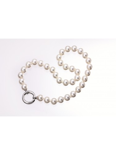 Giorgio Martello weißes Muschelkern-Perlen-Collier / Perlenkette mit Schriftzug 801359500