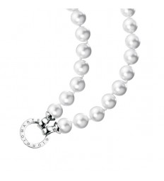 Giorgio Martello weißes Muschelkern-Perlen-Collier / Perlenkette mit Schriftzug 816879500